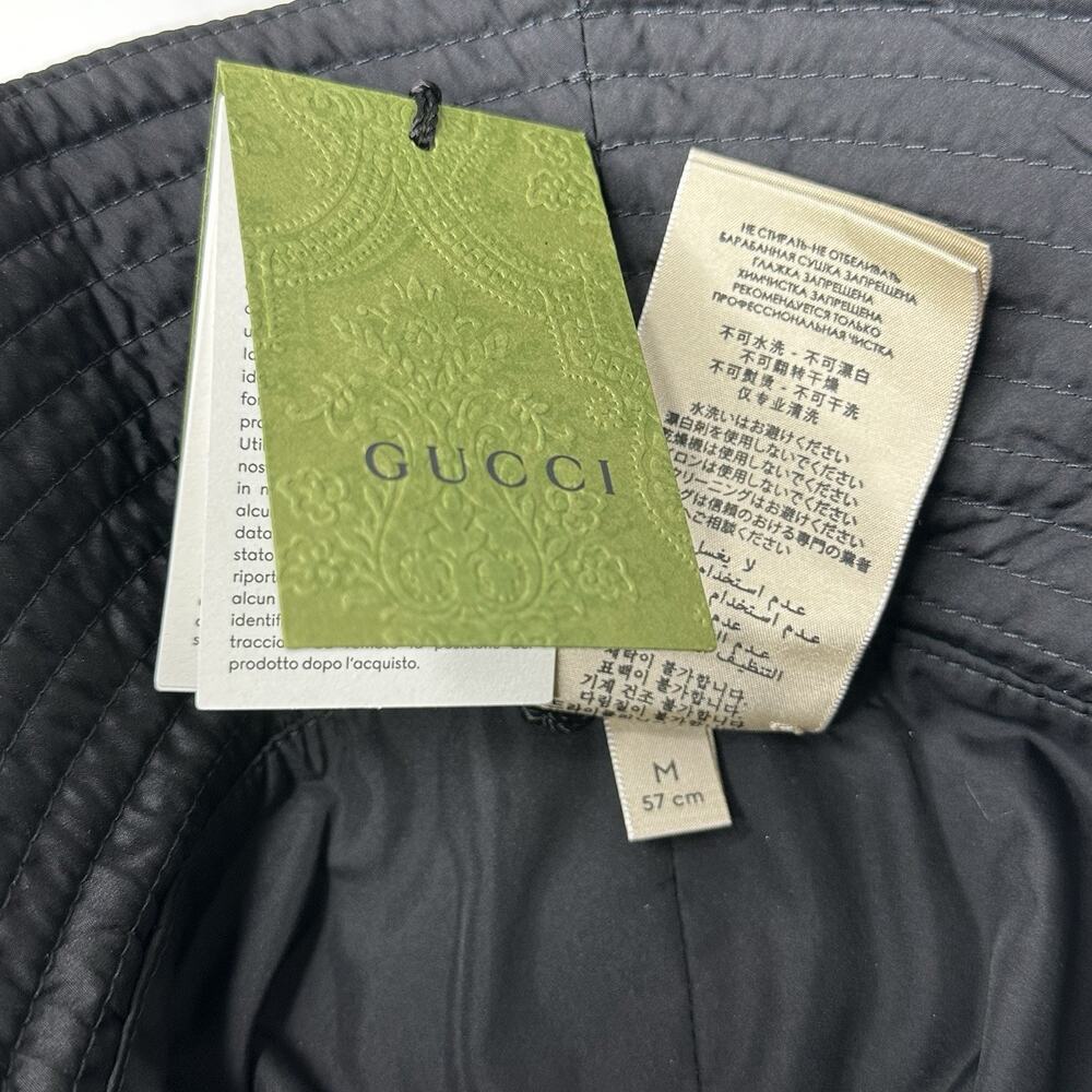 NWT Gucci Brella Cloche Size M 57cm Nylon Bucket Hat Black Gold GG Marmont $599 - Picture 12 of 15